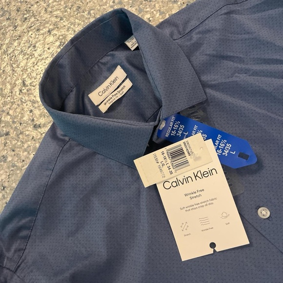 Calvin Klein Perforated Blue Shirt - Picture 1 of 8